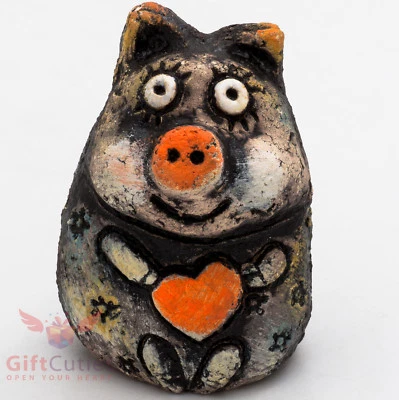 £15.65 • Buy Clay Grog Figurine Pig Piglet W Love Souvenir Handmade Symbol Of 2019 New Year