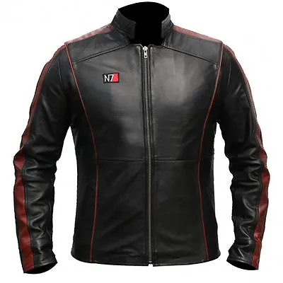 MASS EFFECT 3 - N7 COMMANDER SHEPARD STYLISH 100% Real LEATHER JACKET • $101.94