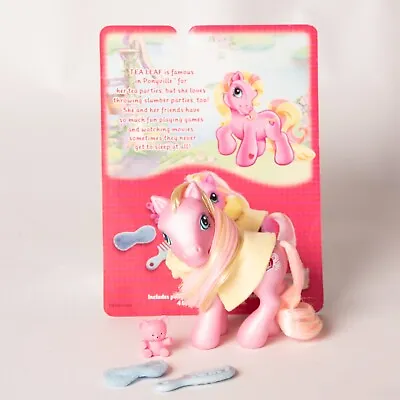 G3 My Little Pony Tea Leaf 2002 Hasbro W/ Backcard Comb Robe Bear & Eye Mask • $14