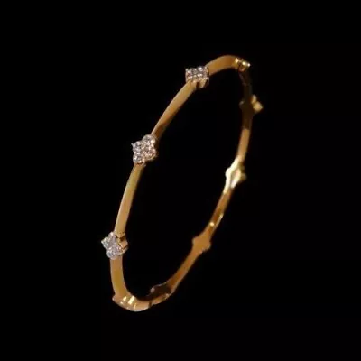 1Ct Round Cut Real Moissanite Bangle Vintage Bracelet 14K Yellow Gold Plated • $153