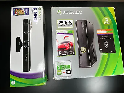 Microsoft Xbox 360 250GB Black Game Console & Kinect Sensor Open Box • $269.99