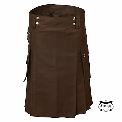 $32.99 • Buy Chocolate Brown Men Fashion Sport Utility Kilt Deluxe Kilt Adjustable Sizes