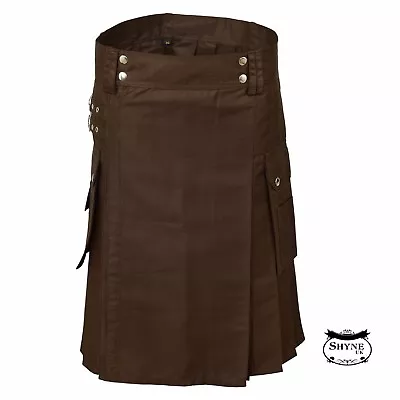 $32.99 • Buy Chocolate Brown Men Fashion Sport Utility Kilt Deluxe Kilt Adjustable Sizes