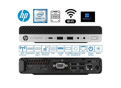 HP Elitedesk 800 G3 Mini PC CORE I7 32GB RAM 1TB SSD WIFI 4K WIN 11 PRO • £319.99