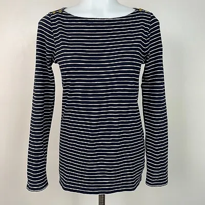 J. Crew T-Shirt Small Navy Blue Striped Boat Neck Long Sleeve Painter Tee Cotton • $6