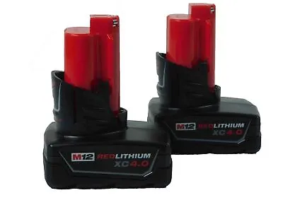 Milwaukee 48-11-2440 2-Pack 12V M12 4.0 Ah Red-Lithium Batteries • $88.95