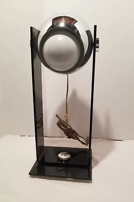 Vintage Mcm Black Smoked Lucite Pivoting Eyeball Lamp Bedsidedesktable Light • $249.99