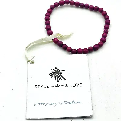 NOONDAY COLLECTION Cranberry Bead Stretch Bracelet Original Tags Ecuador Seeds • $12.74