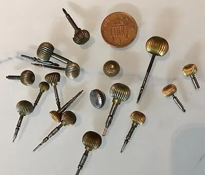 Antique Pocket Watch Crowns And Stems Watchmakers Parts Lot Some Large Sizes • £20