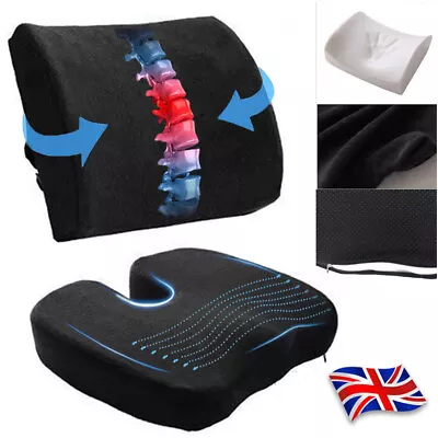 Lumbar Back Support Cushion Car Seat Wheelchair Chair Pillow Memory Foam Office • £14.88