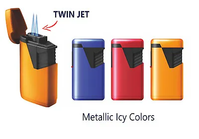 £4.49 • Buy Metallic Icy Double Flame Jet Lighter Zengaz Windproof Refillable Gas Lighters