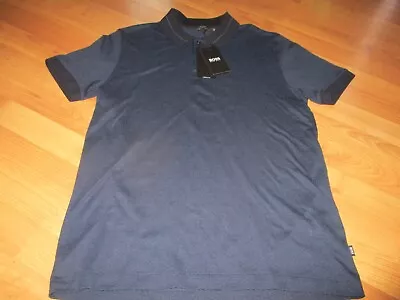 New Nwt Mens Hugo Boss Short Sleeve Slim Fit Navy Blue/blue Polo Shirt Size Xl • $34.99