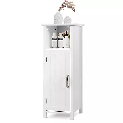 Giantex Bathroom Floor Cabinet Wooden Storage Organizer Standing Cupboard White • $66.95