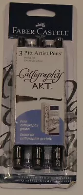 ✅ Faber-Castell Pitt Artist CALLIGRAPHY ART Pens ALL BLACK 3 Pc Set 800076 NEW! • $14.59