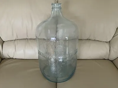 Vintage Embossed Hickey & Schmitt 5 Gallon Blue Glass Water Bottle Jug RARE • $48