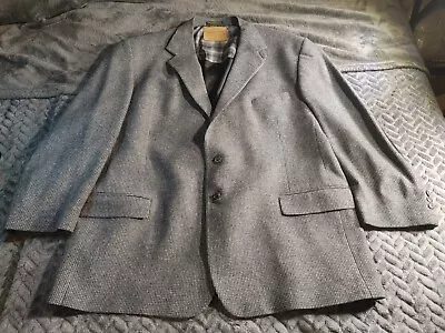 Pendleton Wool Western Blazer Sport Coat Mens Sz 50 Suede Elbow Patch Gray Tweed • $144.95