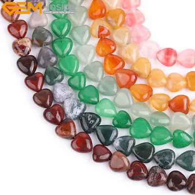 Assorted Natural Gemstones Heart Shape Loose Beads For Jewelry Making Strand 15  • $8.08