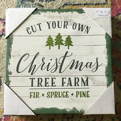 CUT YOUR OWN Christmas Tree Farm Fir Spruce  Canvas Wall Art Print  10  X 10  • $7.99
