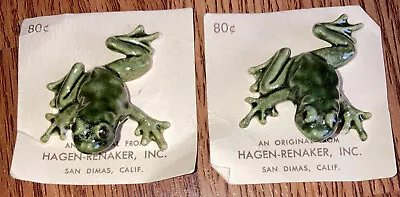 Pair (2) Hagen Renaker Miniature Green Tree Frogs Vintage On Original Papers • $24.99