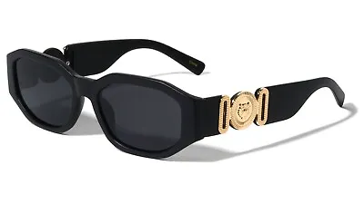 Slim Oval Gold Tiger Medallion Sunglasses Casual Classic Retro Designer Fashion • $9.95