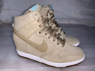 RARE  NIKE Dunk Sky Hi Essential Desert Camo Wedge Sneakers Size US 5 #26560 • $90