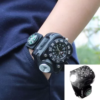 Outdoor Sports Rechargeable Bright LED  Compass Wrist Watch Adjustable • $24.61