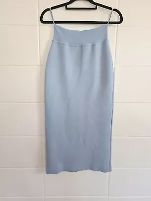 $150 • Buy SCANLAN THEODORE Crepe Knit Skirt Sz Small Powder Blue 