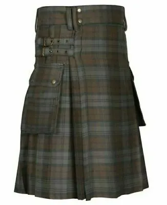 $48.99 • Buy Men's Scottish Utility Kilt With Cargo Pockets Black Watch Weathered Tartan Kilt