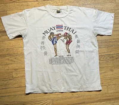 Muay Thai Kick Vintage  T-shirt Tee Graphic Kick Boxing Martial White • $49.95