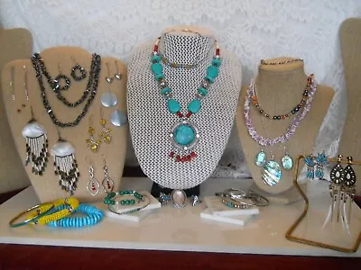 Lot 30 Vintage Southwestern Jewelry Turquoise/Sterling/More • $47