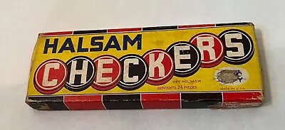 Vintage HALSAM Wooden Checkers No. 145 W  In Original Box • $12