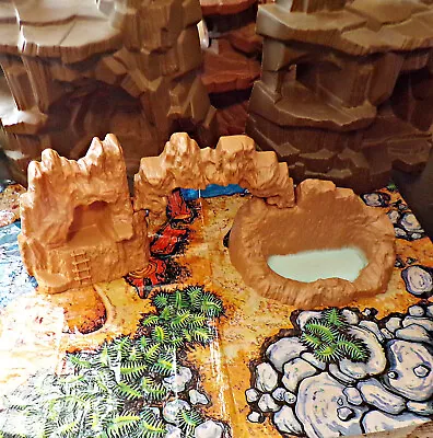 Marx 1971 3-Pc Prehistoric Mountain Terrain Cave-Arch-Lake/Pond Set #001 • $64.95