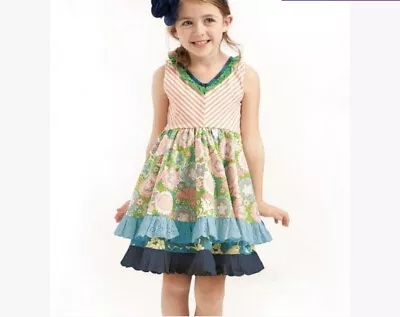 Matilda Jane It’s A Wonderful Parade Cake Walk Tank Dress Two Tier Toddler Sz 4 • £21.71