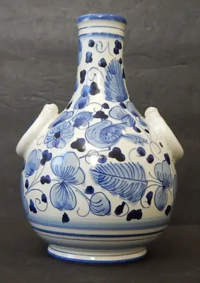 VINTAGE Perugia Italy Ceramic Vase Cruet Amphora Hand Painted Floral & Birds • $12