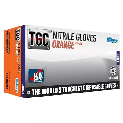 Tgc Workgear Orange Nitrile Gloves - 100pk - Large - 160033 • $40