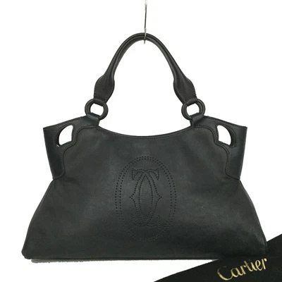 $1 • Buy Must De Cartier Marcello Black Leather Shoulder Hand Bag /3J0134