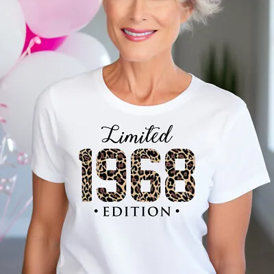 Ladies Limited Edition 1968 T Shirt Leopard Print Mum Womens Birthday Gift Top • £13.99