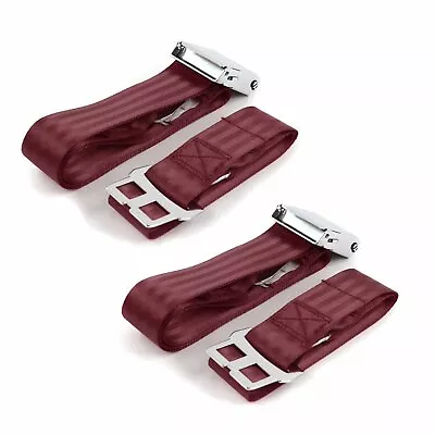 VW Type 1 1958 - 1967 Airplane 2pt Burgandy Lap Bucket Seat Belt Kit - 2 Belts  • $62.14