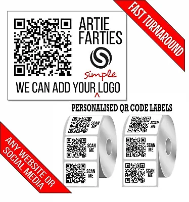 QR CODE LABELS Custom Personalised Self Adhesive Labels Printed Black 51mmx38mm • £3.50
