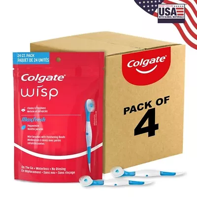 Colgate Max Fresh Wisp Disposable Mini Travel Toothbrushes Peppermint 24 Co... • $28.94