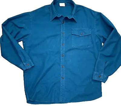 Vintage Ideal Chamois Cloth Shirt Button Down Teal Blue Size L USA Made • $9.99