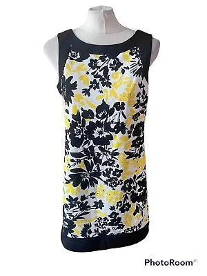 £7 • Buy Ladies Yellow And Black Floral Design Dressy Summer Dress Size 12 Jessica Howard