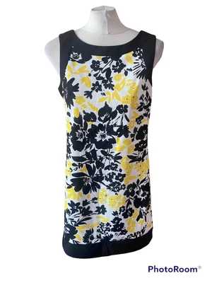 £7 • Buy Ladies Yellow And Black Floral Design Dressy Summer Dress Size 12 Jessica Howard
