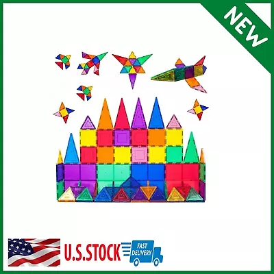 Magna Tiles Style Clear Colors 60 Pcs 3D Set Magnetic Building Toy Block Kids • $34.99