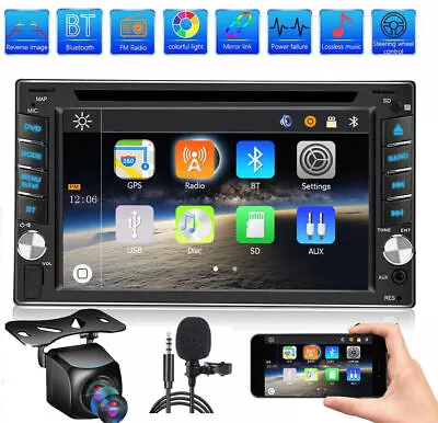 GPS Navigation With Map Bluetooth Radio Double Din 6.2  Car Stereo DVD Player CD • $124.90