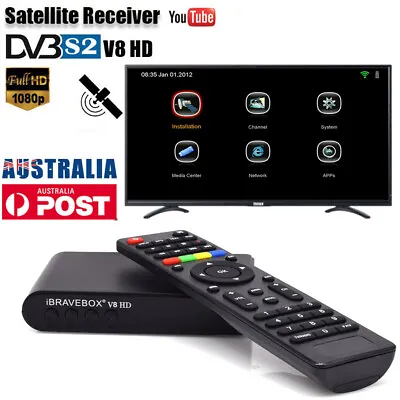 AU V8 HD Satellite TV Receiver DVB-S2 TwinTuner HD Set Top Box Player • $38.94