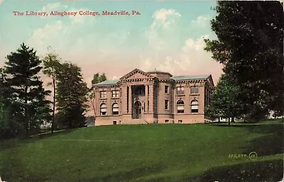 Library Allegheny College Meadville Pennsylvania PA - Vintage Postcard • $3.99