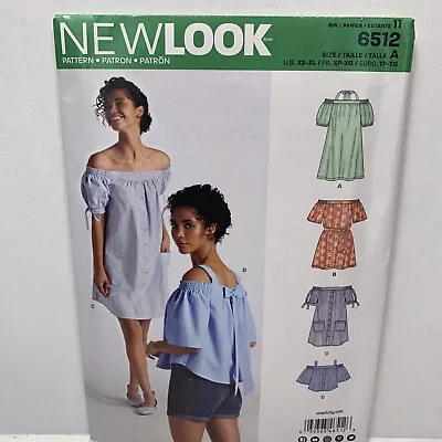 New Look 6512 Misses Dress Shirt Off Shoulders Sewing Pattern 6-24 *uncut* • $7