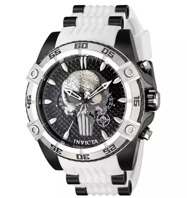 Invicta Marvel Punisher Skull Men's 52mm Limited Ed White Chrono Watch 41242 • $168