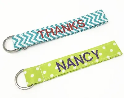 Monogram / Personalize / Customize Fabric Wristlet Key Fob With Key Ring • $6